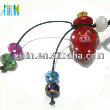 hot sale red glass perfume bottle pendant wooden animal beads with wood cap